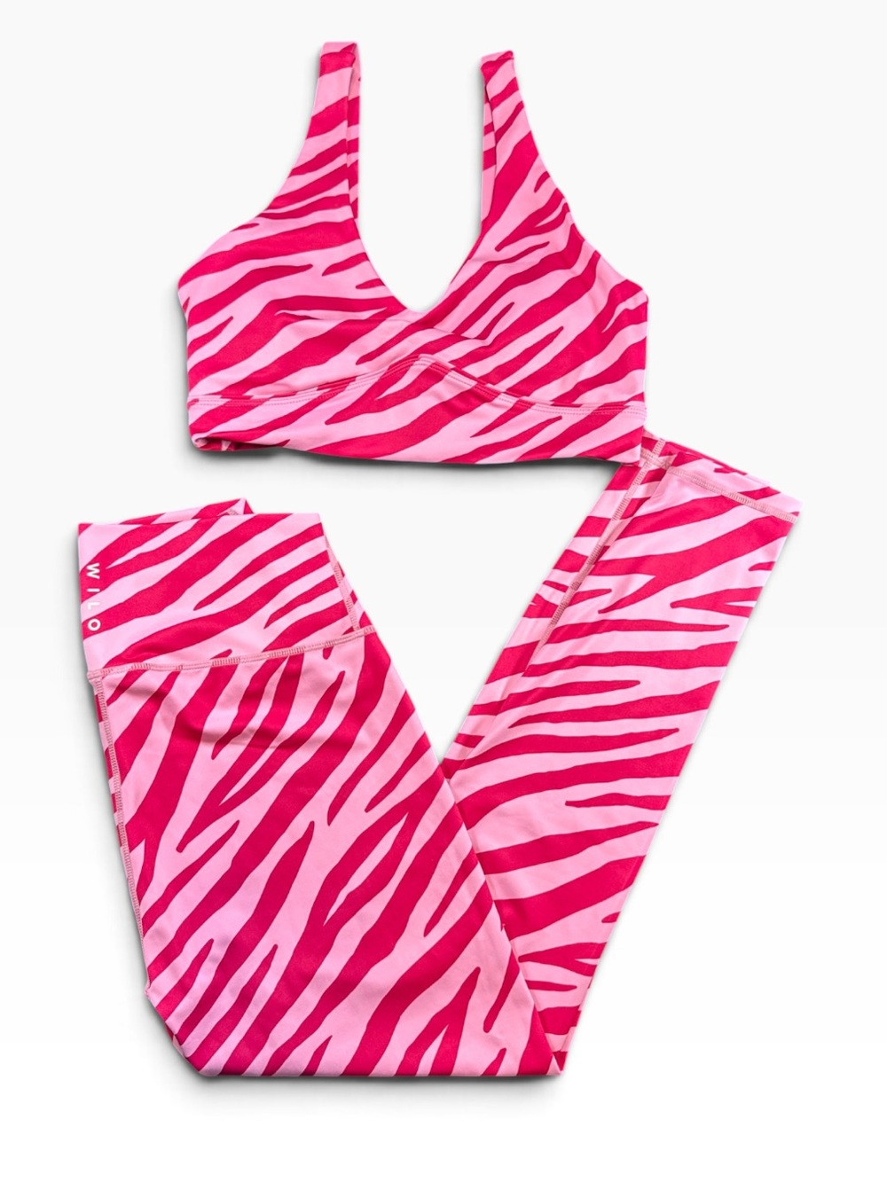 Wilo The Label Pink Zebra Stripe Women's Sports Bra and Leggings Set L